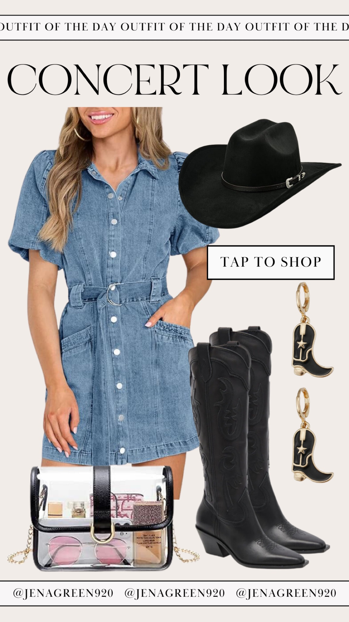 Concert Outfit | Concert Look | Country Concert | Denim Dress 

#LTKfindsunder100 #LTKstyletip #LTKfindsunder50