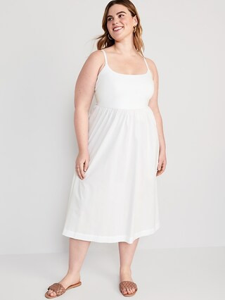 Fit & Flare Mixed Fabric Midi Cami Dress for Women | Old Navy (CA)