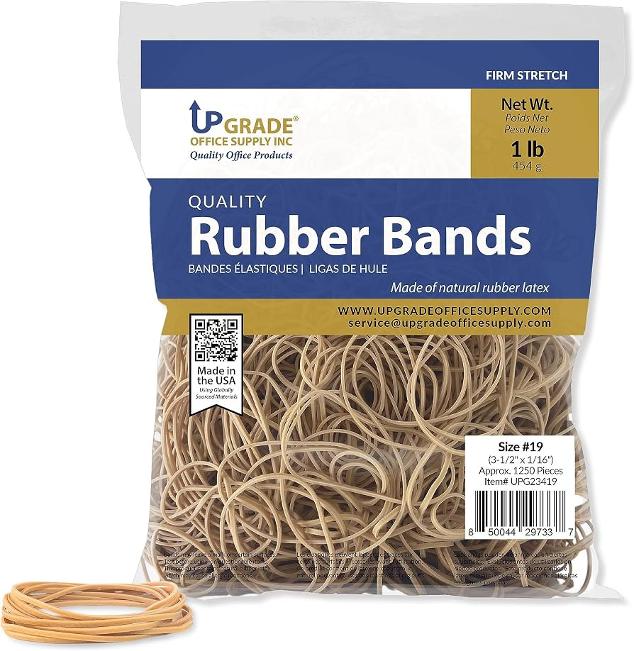 Upgrade Office Supply UPG23419 Rubber Bands, Size #19 (3-1/2" x 1/16"), 1 lb. Bag, Approx. 1250 B... | Amazon (US)