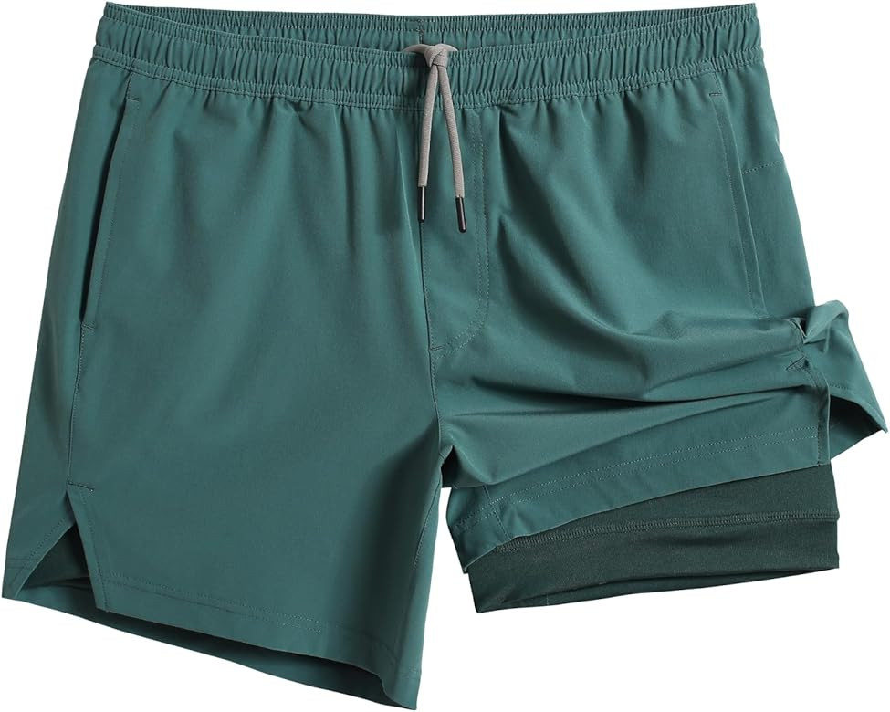 maamgic Mens 5" Gym Running Shorts for Men 2 in 1 Quick Dry Workout Athletic Shorts | Amazon (US)