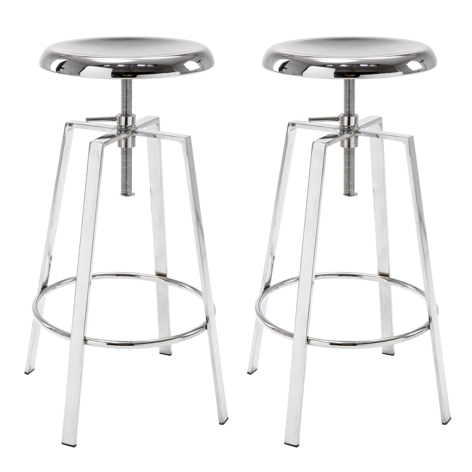 Brage Living Atlas Industrial Bar Stools Set of 2, Adjustable Swivel Four Legged Round Metal Bars... | Amazon (US)