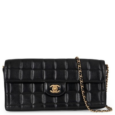 72230 auth CHANEL black leather EAST/WEST CHOCOLATE BAR Baguette Bag | eBay | eBay US