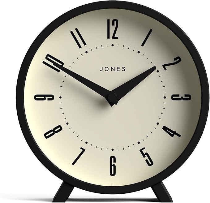 JONES CLOCKS® Venus Desk Clock | Modern Round Design | Black | Stylish Retro Look for Shelf, Tab... | Amazon (US)