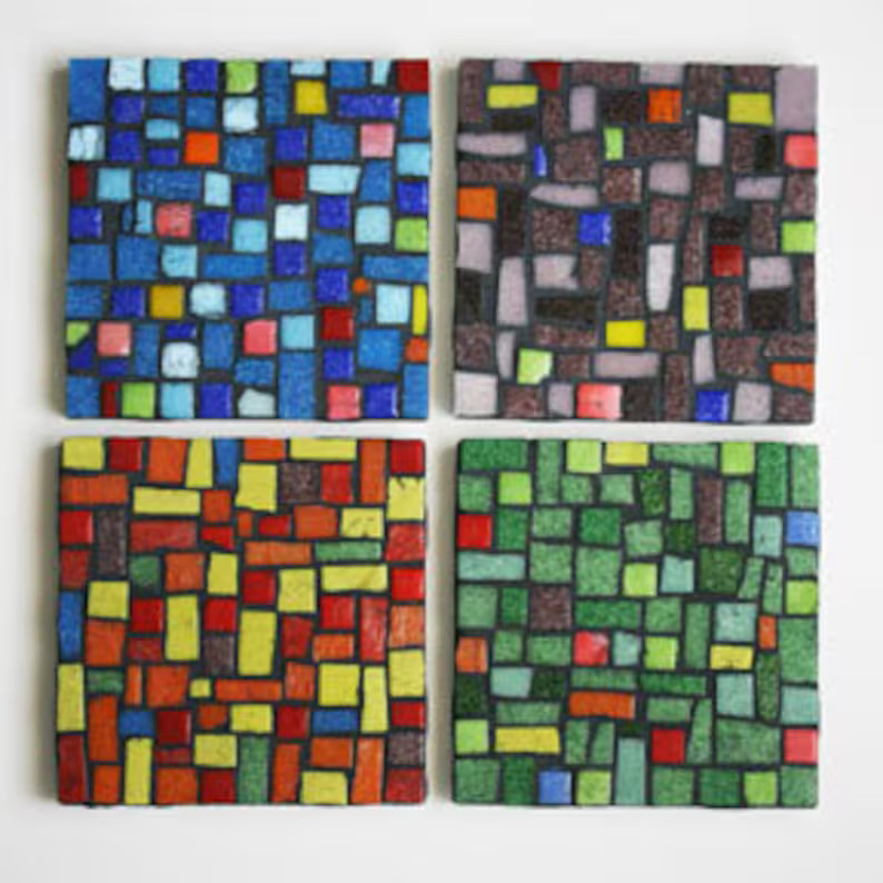 Colorblock Mosaic Coasters Set of 4 Housewarming First Home Apartment Foodie Wedding Engagement A... | Etsy (US)