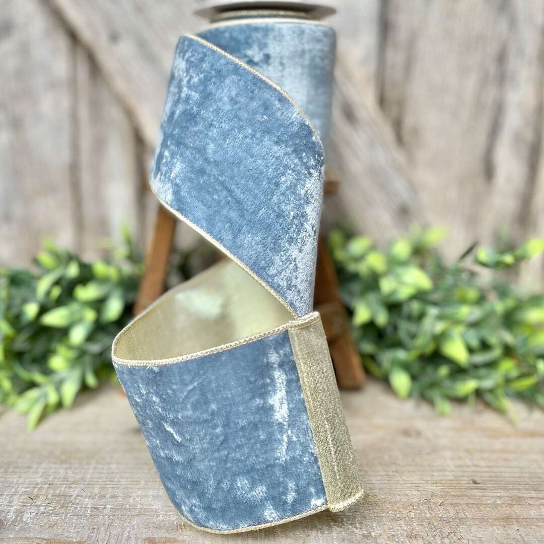 4" French Blue Velvet, Light Blue Velvet Ribbon, Wired Ribbon, Ribbon, Velvet Ribbon, Christmas R... | Etsy (US)