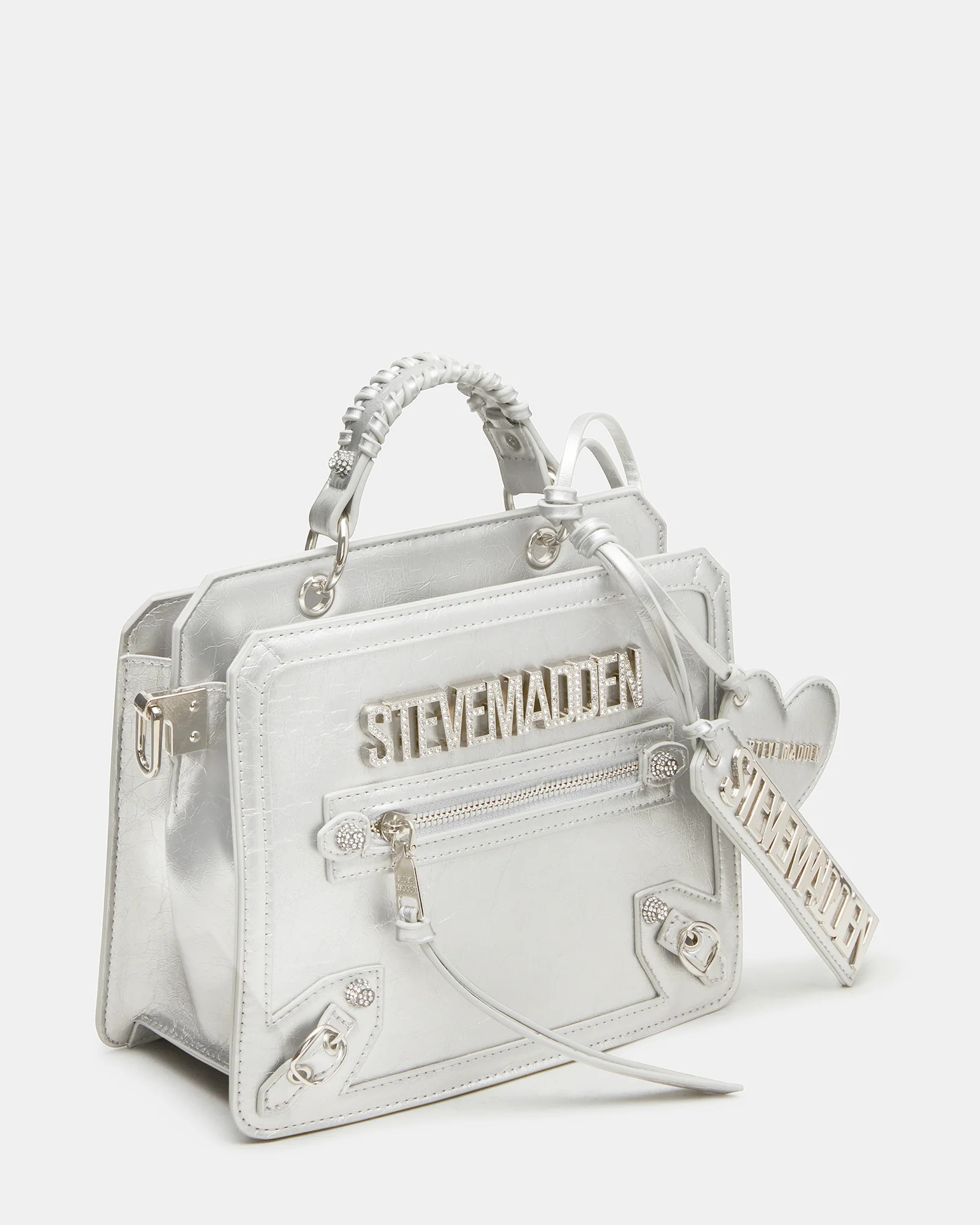 EVELYN CHARMS Silver Women's Top-Handle Crossbody Bag | Steve Madden (US)