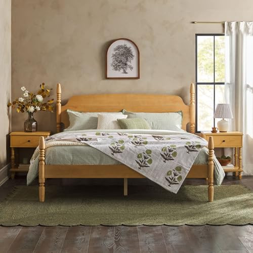 Walker Edison EZ Assembly Traditional Wood Spindle Post Bed, No Box Spring Bed Frame, Modern Farm... | Amazon (US)