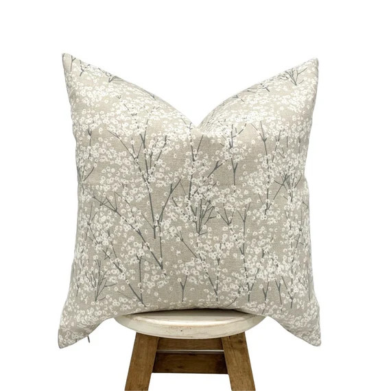 WILLOW  Tan and White Floral Pillow Cover Neutral White | Etsy | Etsy (US)