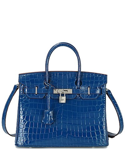 Large Croc-Embossed Leather Satchel | Gilt & Gilt City