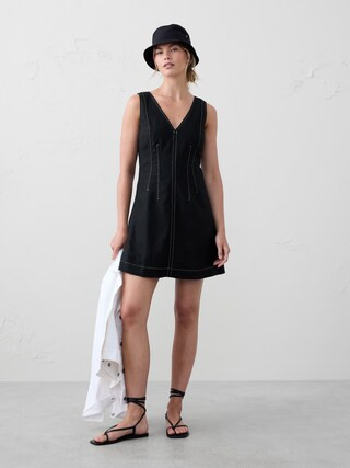 Linen-Blend Seamed Bodice Mini Dress | Banana Republic Factory | Banana Republic Factory
