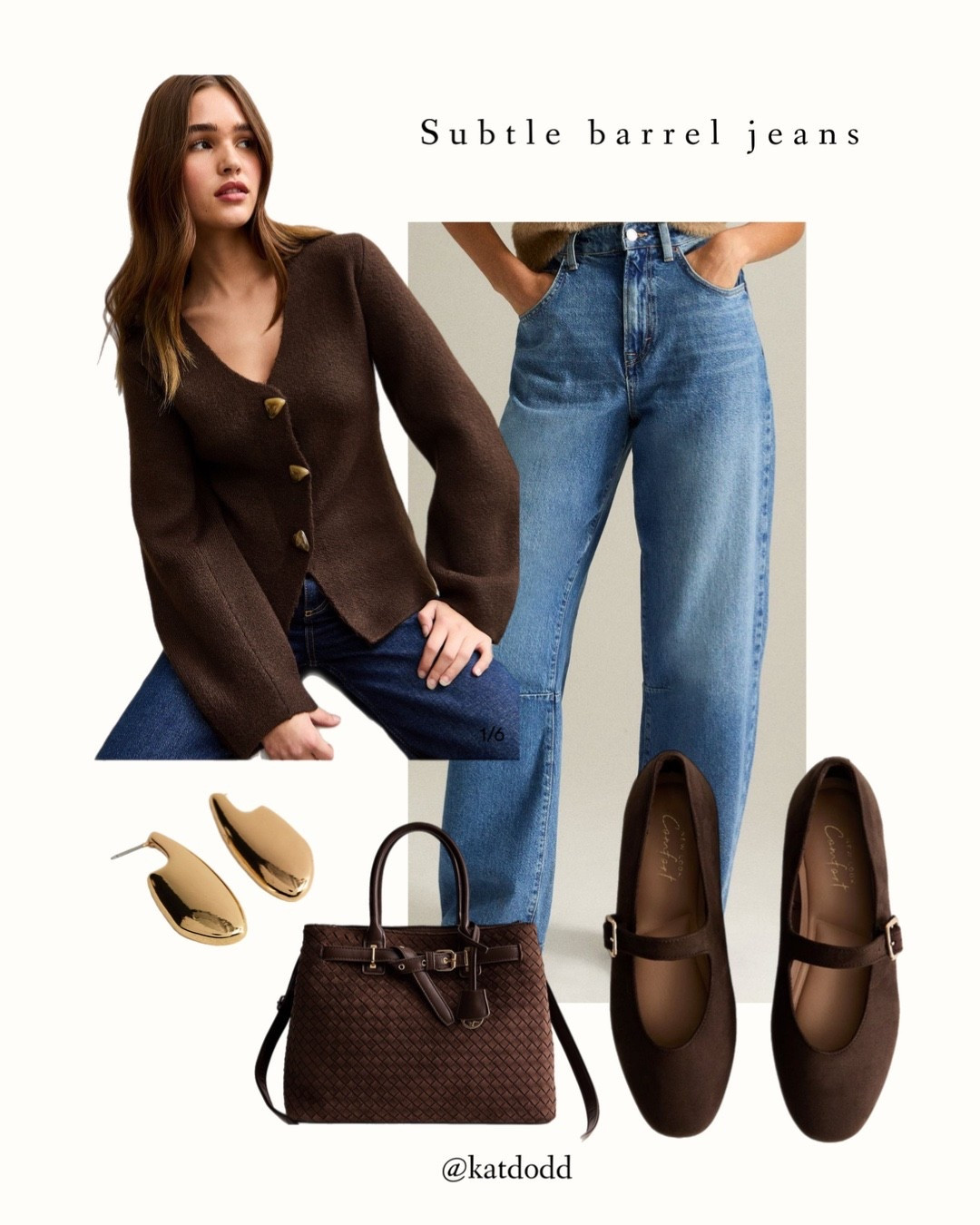 Barrel jeans 🤍 

I love these as they are a little more subtle than other brands I’ve seen!!! 


Blue barrel jeans brown knitted cardigan top gold button Mary Jane brown flat shoes brown woven handbag gold jewellery earrings 

#LTKjeans #LTKstyletip #LTKuk