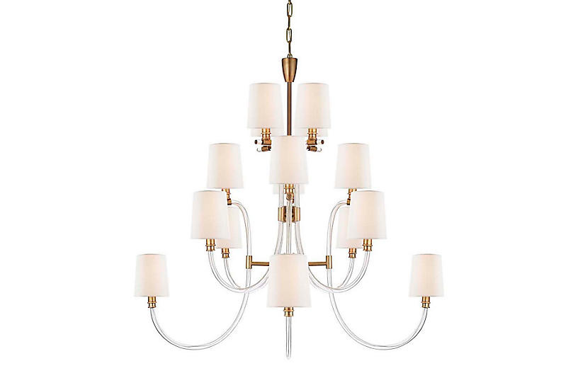 Clarice Chandelier, Crystal With Antique Brass | One Kings Lane