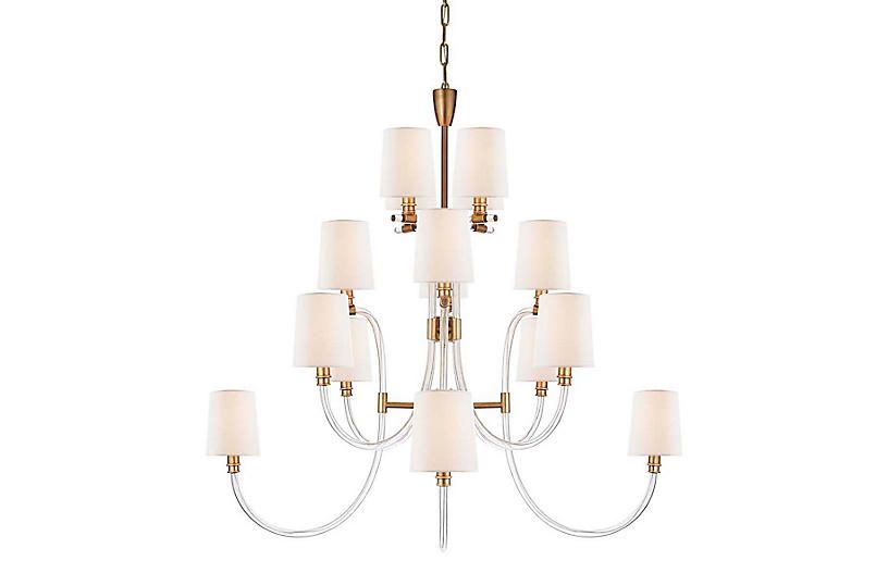Clarice Chandelier, Crystal With Antique Brass | One Kings Lane