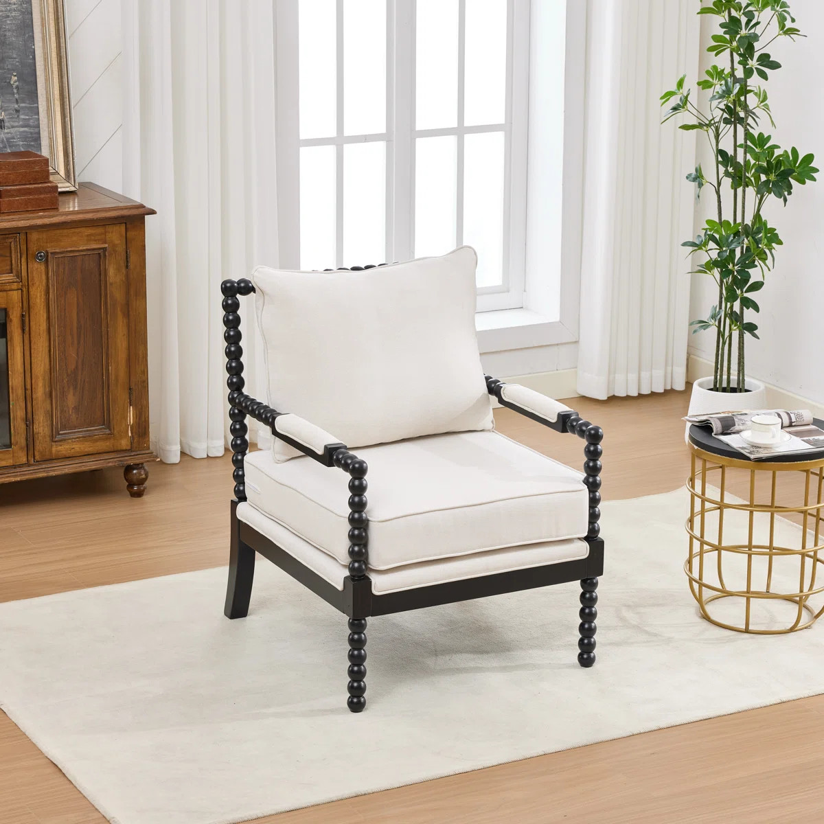Accent Chair With Turned Wood And Solid Frame | Wayfair North America