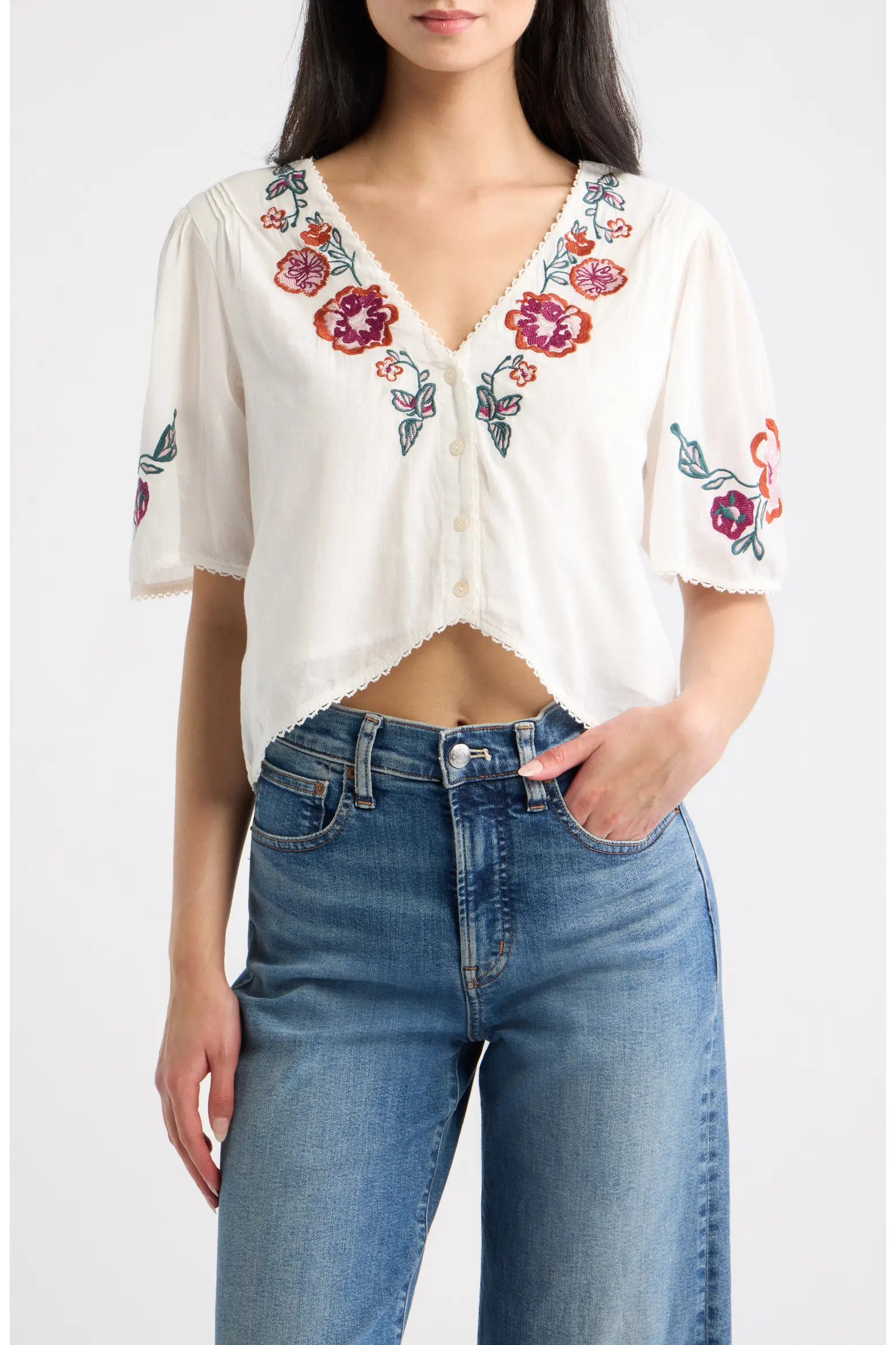 Cleobella Brett Crop Embroidered Cotton Top (Women) | Nordstrom | Nordstrom