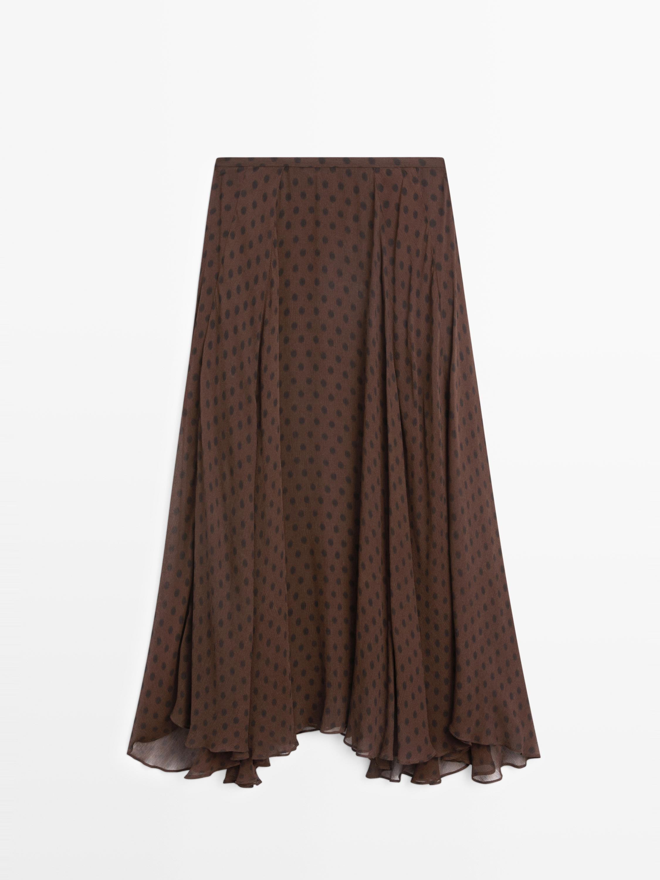 Flared polka dot midi skirt | Massimo Dutti UK