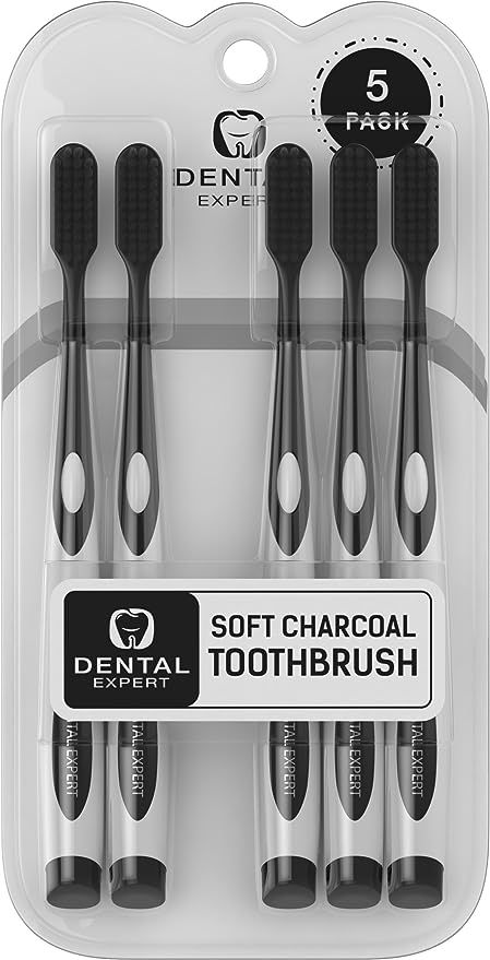 Dental Expert Charcoal Toothbrush [Gentle Soft] Slim Teeth Head Whitening Brush for Adults & Chil... | Amazon (US)