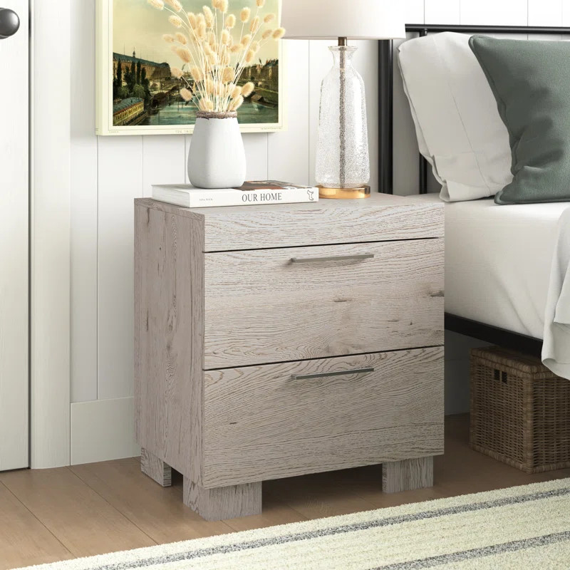 Enrique 22.8'' Tall 2 - Drawer Nightstand in White Oak | Wayfair North America