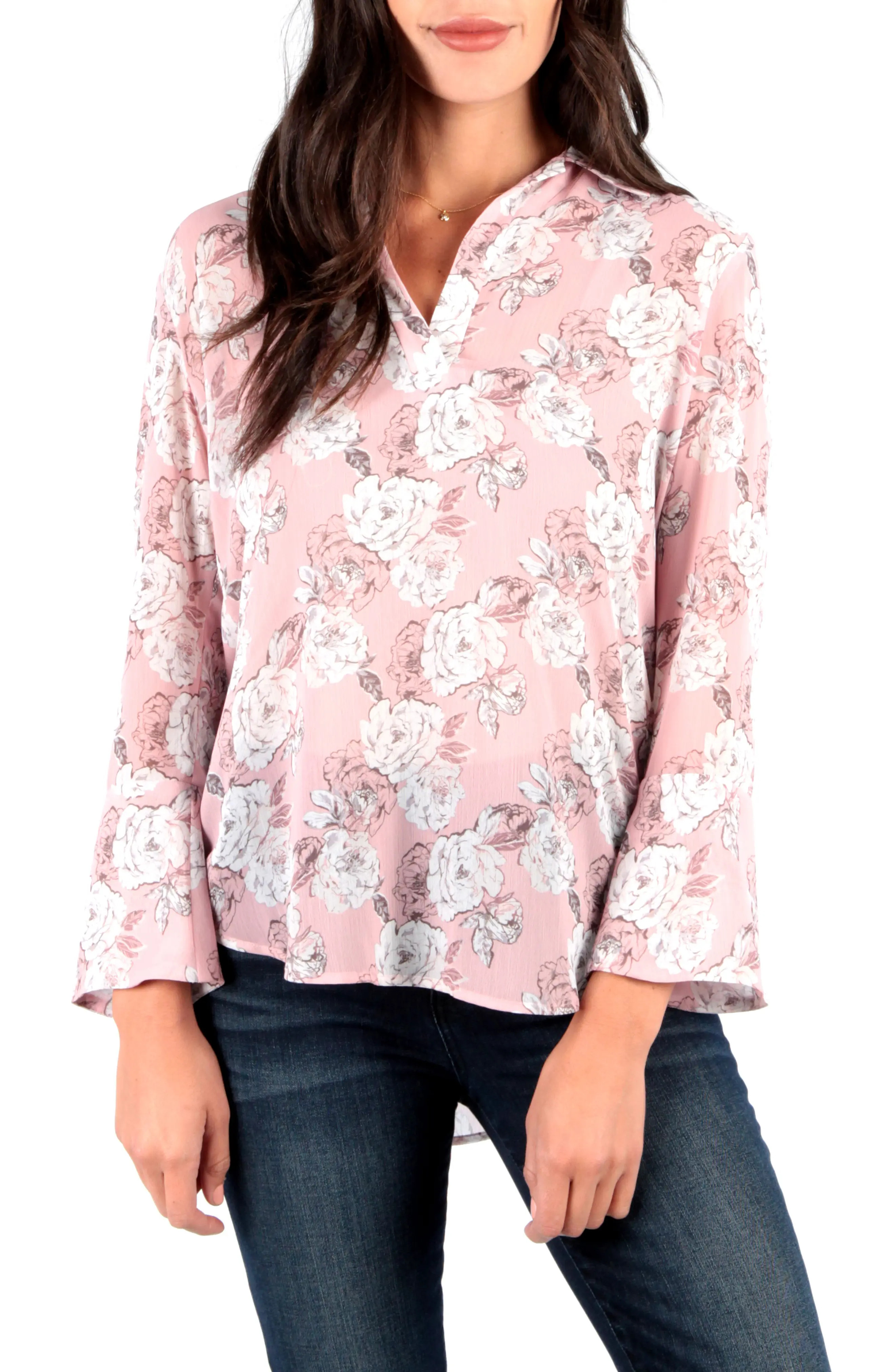 KUT From The Kloth Niki Split Neck Blouse | Nordstrom