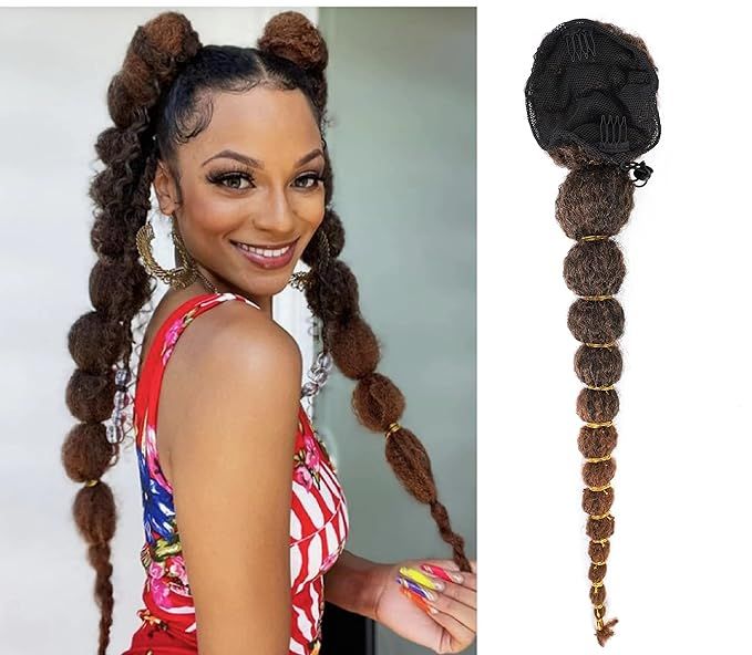 Drawstring Ponytail for Black Women 18inch Bubble Lantenrn Braid Ponytail Protective Style Clip o... | Amazon (US)
