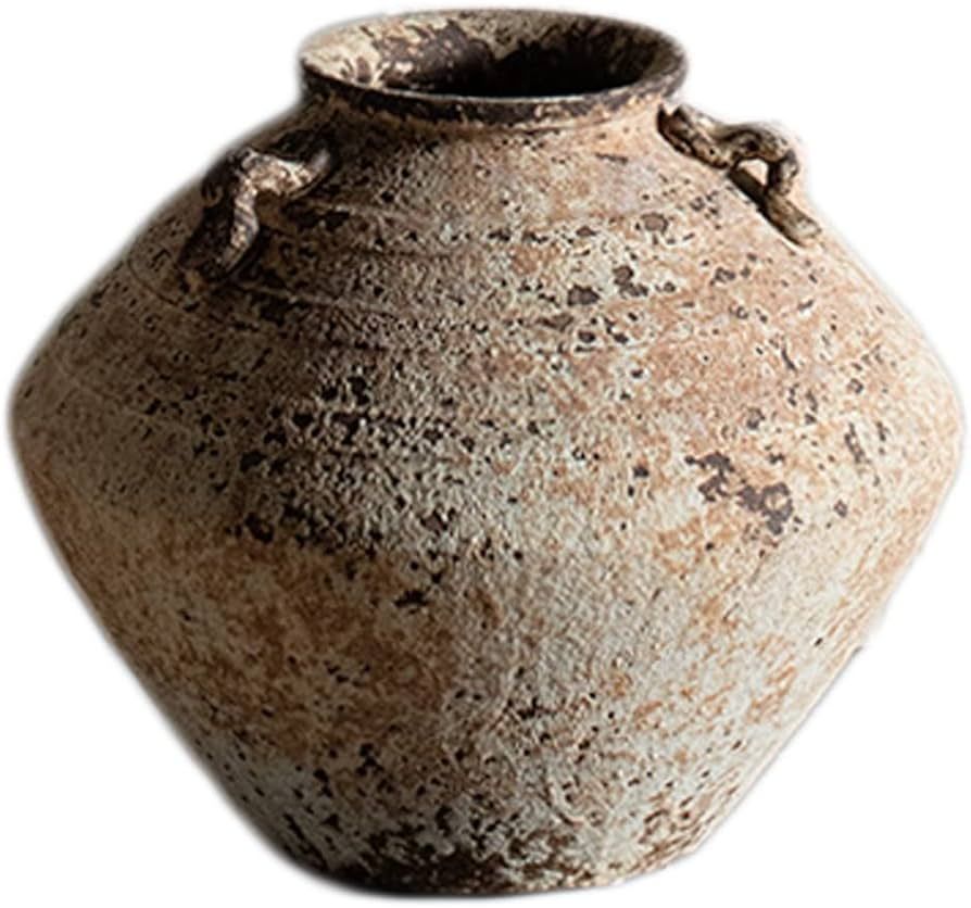 Retro Handmade Vase Pottery Pot Retro Stoneware Flower Pot Japanese-Style Pottery Living Room Dri... | Amazon (US)