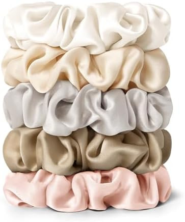 LILYSILK Silk Hair Scrunchies Ties for Frizz & Breakage Prevention 100% Mulberry Elastic Ponytail... | Amazon (US)