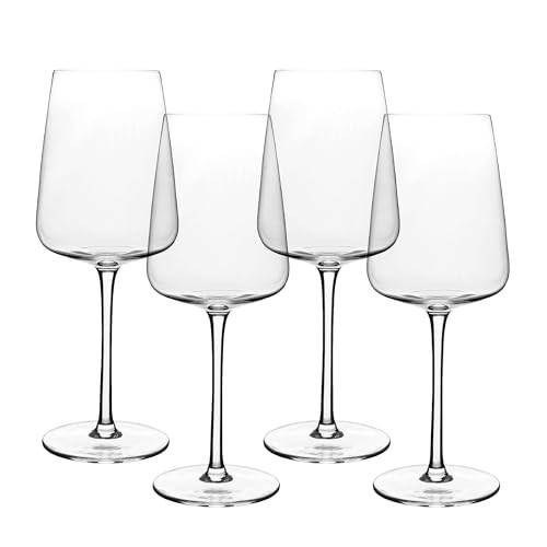 over&back 12oz Modern Glassware - Set of 4 Contemporary Stem Drinking Glasses for Parties, Get-togethers, and More - Mouth-Blown - Wine Cups for Kitchen and Dining Room - Clear | Amazon (US)