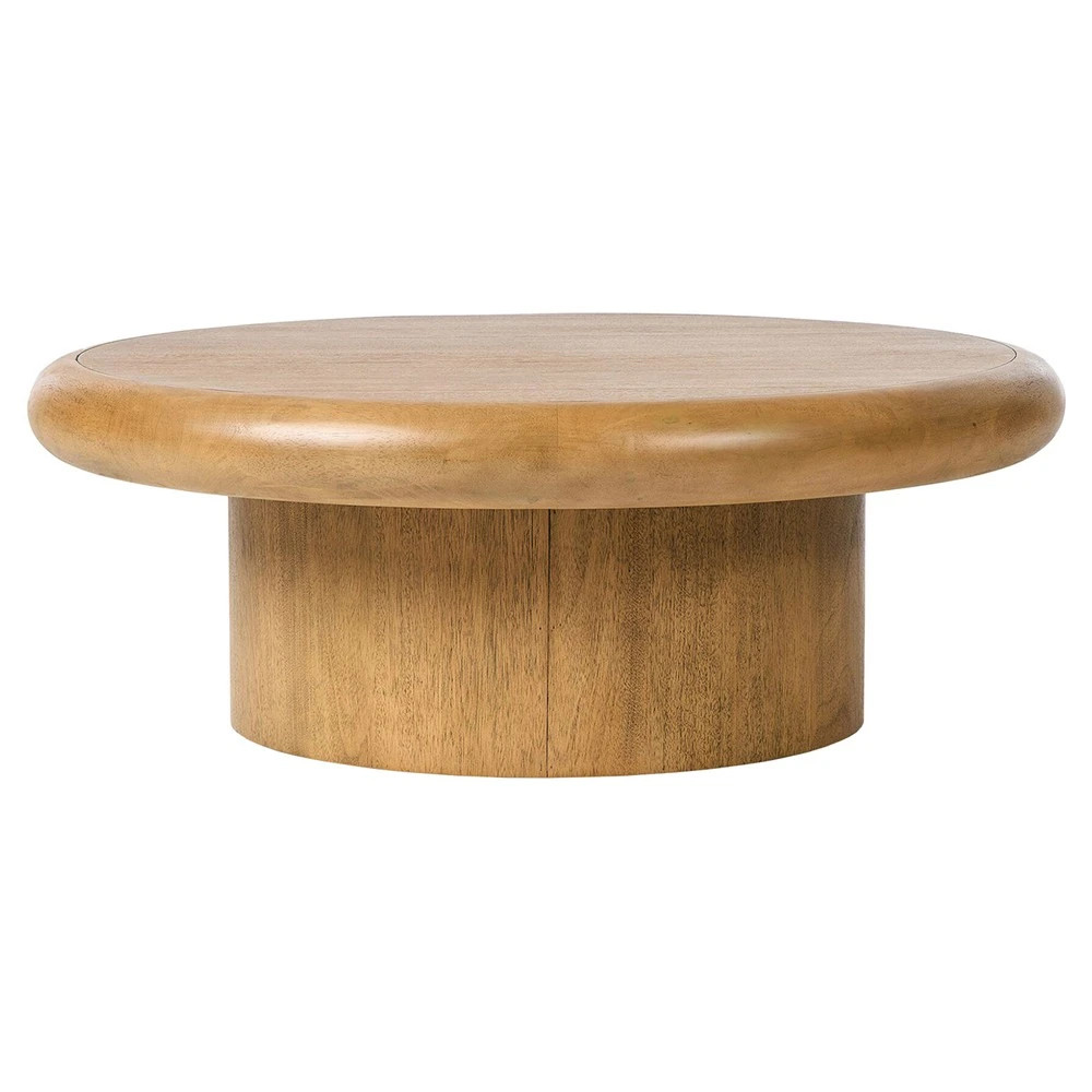 Zachry Rustic Lodge Brown Solid Wood Round Classic Coffee Table | Kathy Kuo Home