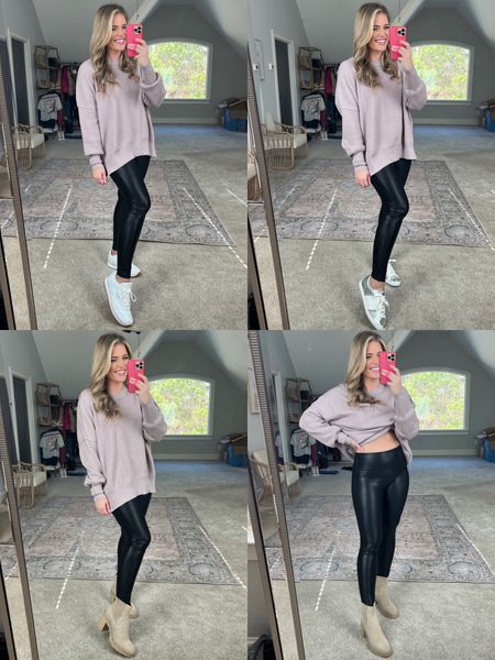 Fave amazon sweater. “Pink apricot” color. Sized up 1 to L for oversized fit. 45% off!!!

Fave SPANX faux leather leggings DUPE. On sale $55 prime. Size up 1 to L. SO good 


#LTKunder50 #LTKCyberweek #LTKsalealert