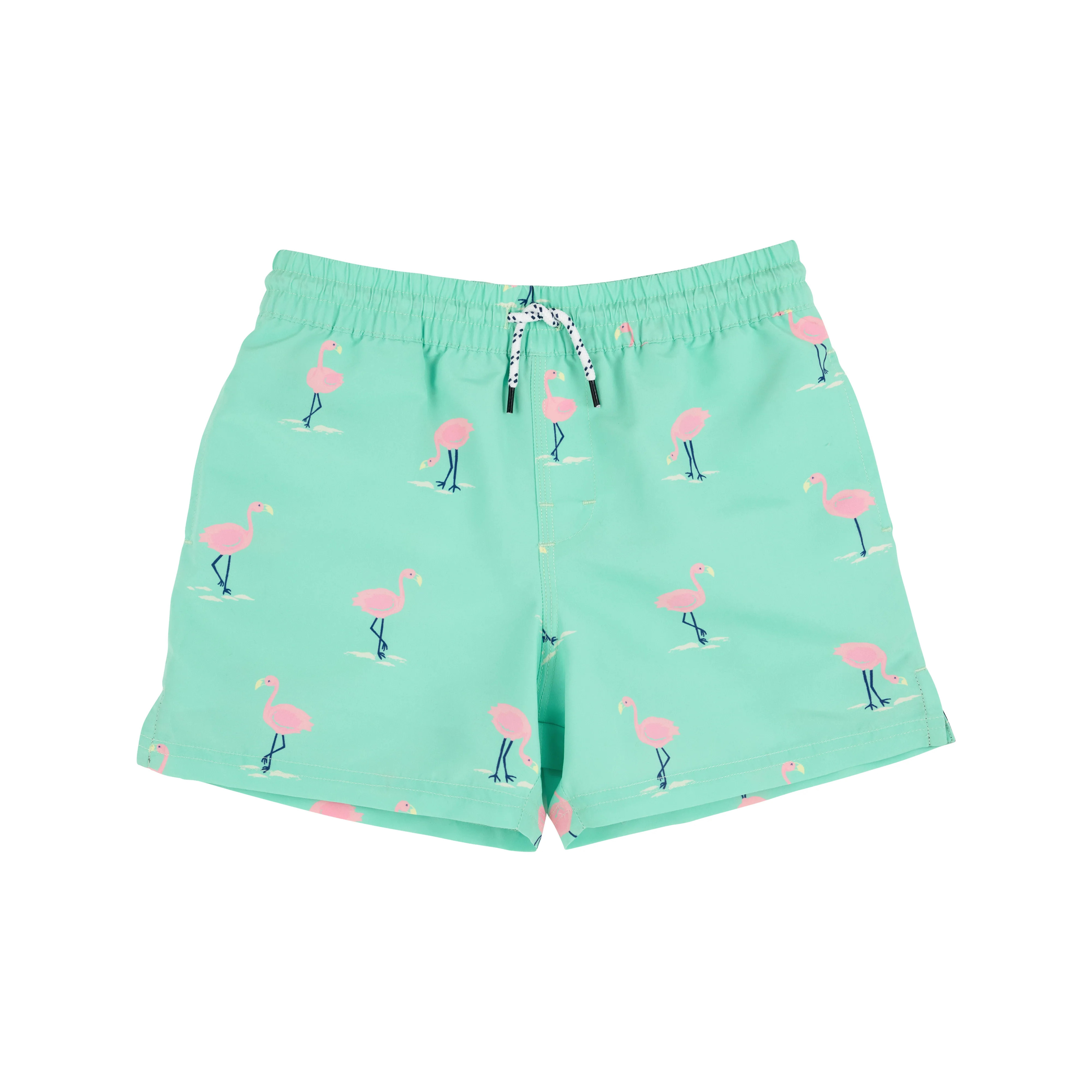 Tortola Trunks - Flarda Flamingo (Grace Bay Green) with Nantucket Navy Stork | The Beaufort Bonnet Company