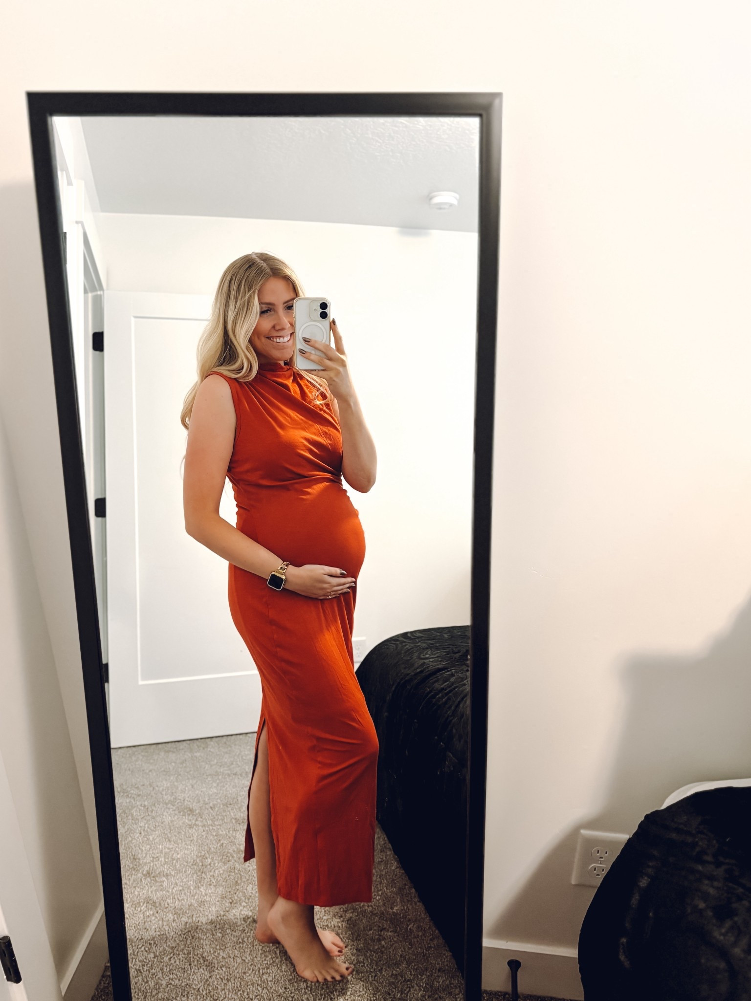 shocked by how comfortable this dress is I now want it in every color!!!  I sized up one to an L just to make sure it was long enough even with the bump, but it actually got stretch to it so I probably could’ve done my usual M!

| bump friendly | pregnant | fall dress | thanksgiving outfit 

#LTKHoliday #LTKBump