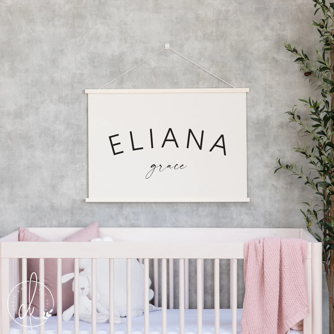 Custom Baby Name | Fabric Wall Hanging | Personalized Baby Gift | Nursery Decor | Nursery Wall Ar... | Etsy (US)