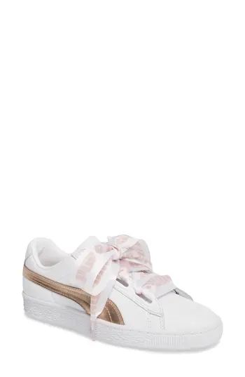 Women's Puma Basket Heart Sneaker, Size 8.5 M - White | Nordstrom