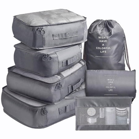 Packing Cubes Set Polyester Packing Organizers Set Breathable Luggage Packing Organizers with Drawst | Walmart (US)
