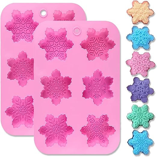 2Pcs Snowflake Molds Silicone DIY Handmade Non-Stick 3D Christmas Biscuit Soap Candle Baking Cand... | Amazon (US)