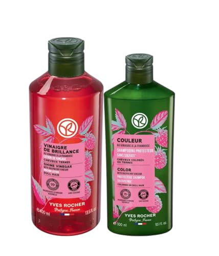 Yves Rocher Raspberry Shine Hair Vinegar And Shampoo Set of 2 – Restores Natural Women Unisex Hair Shine 400 ml./13.5 fl.oz. 300 ml./10.1 fl.oz. | Amazon (US)