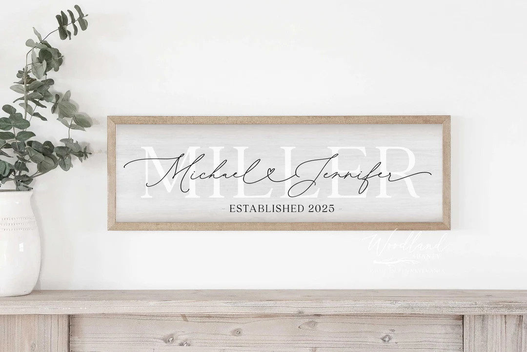 Personalized Couple Name Sign, Last Name Established Sign, Custom Wedding Gift, Bridal Shower Gif... | Etsy (US)