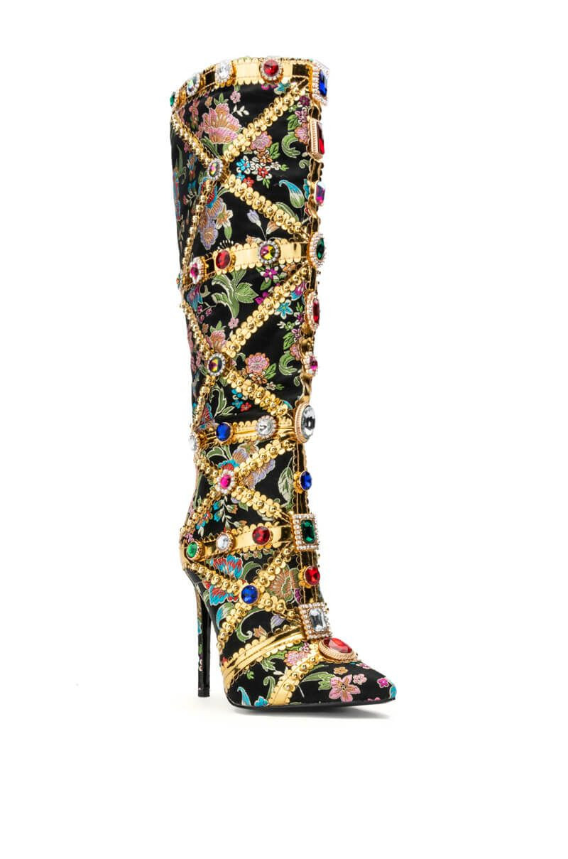 CONFIDENT-BLACK KNEE HIGH STILETTO BOOT | Azalea Wang