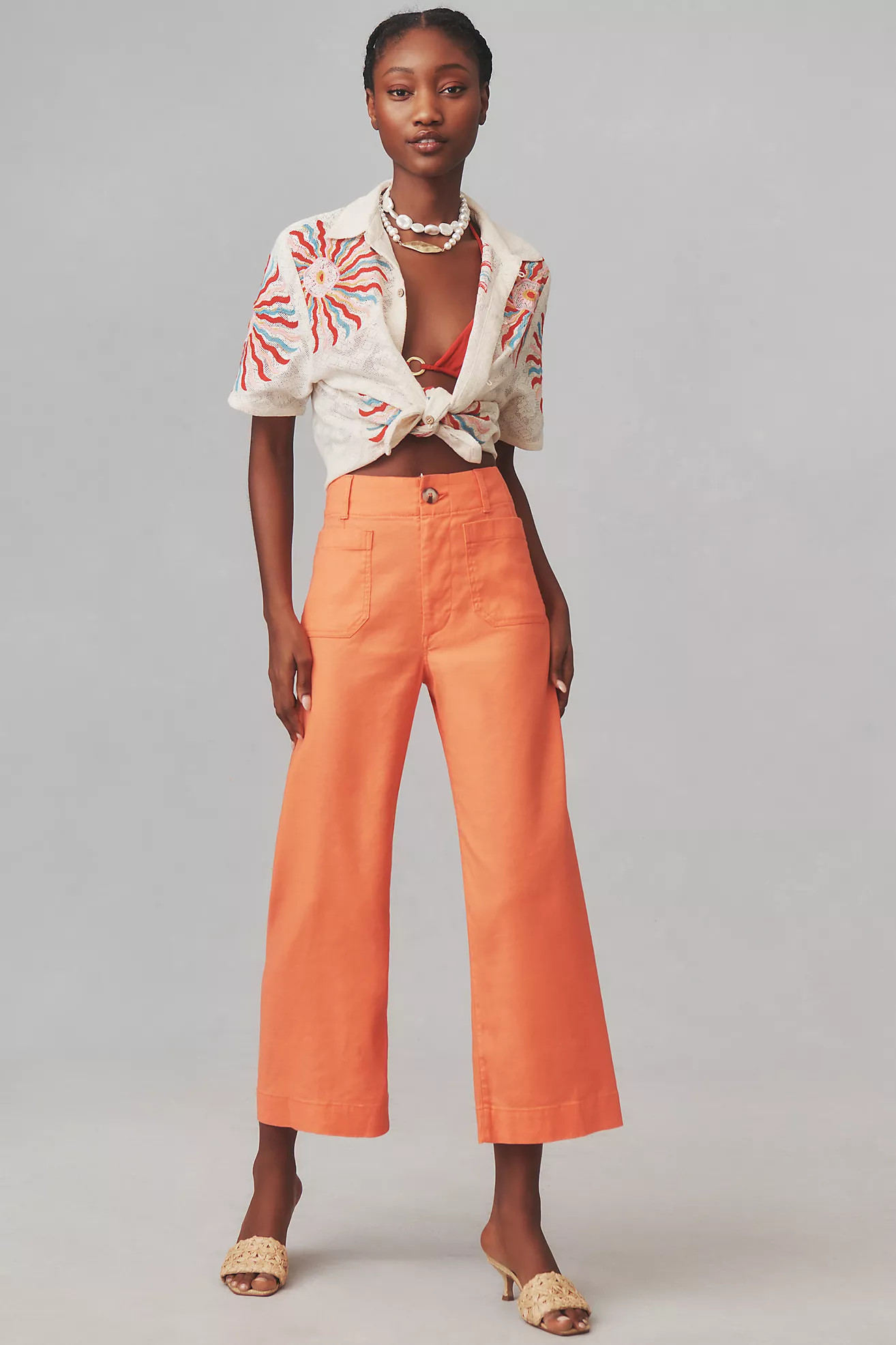 The Colette Cropped Wide-Leg Pants by Maeve: Linen Edition | Anthropologie (US)