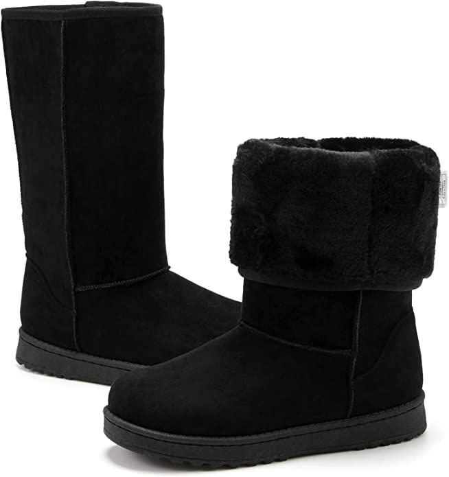 ZGR Women's Winter Snow Boots Mid-Calf Fur Lined Warm Shoes Outdoor Fashion Fuzzy Tall Boots | Amazon (US)