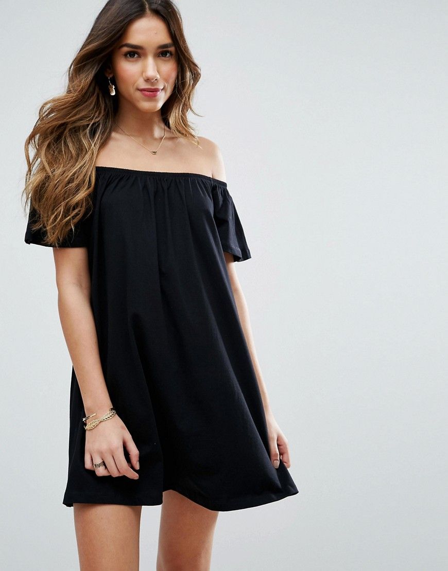 ASOS Gypsy Off Shoulder Mini Dress - Black | ASOS US