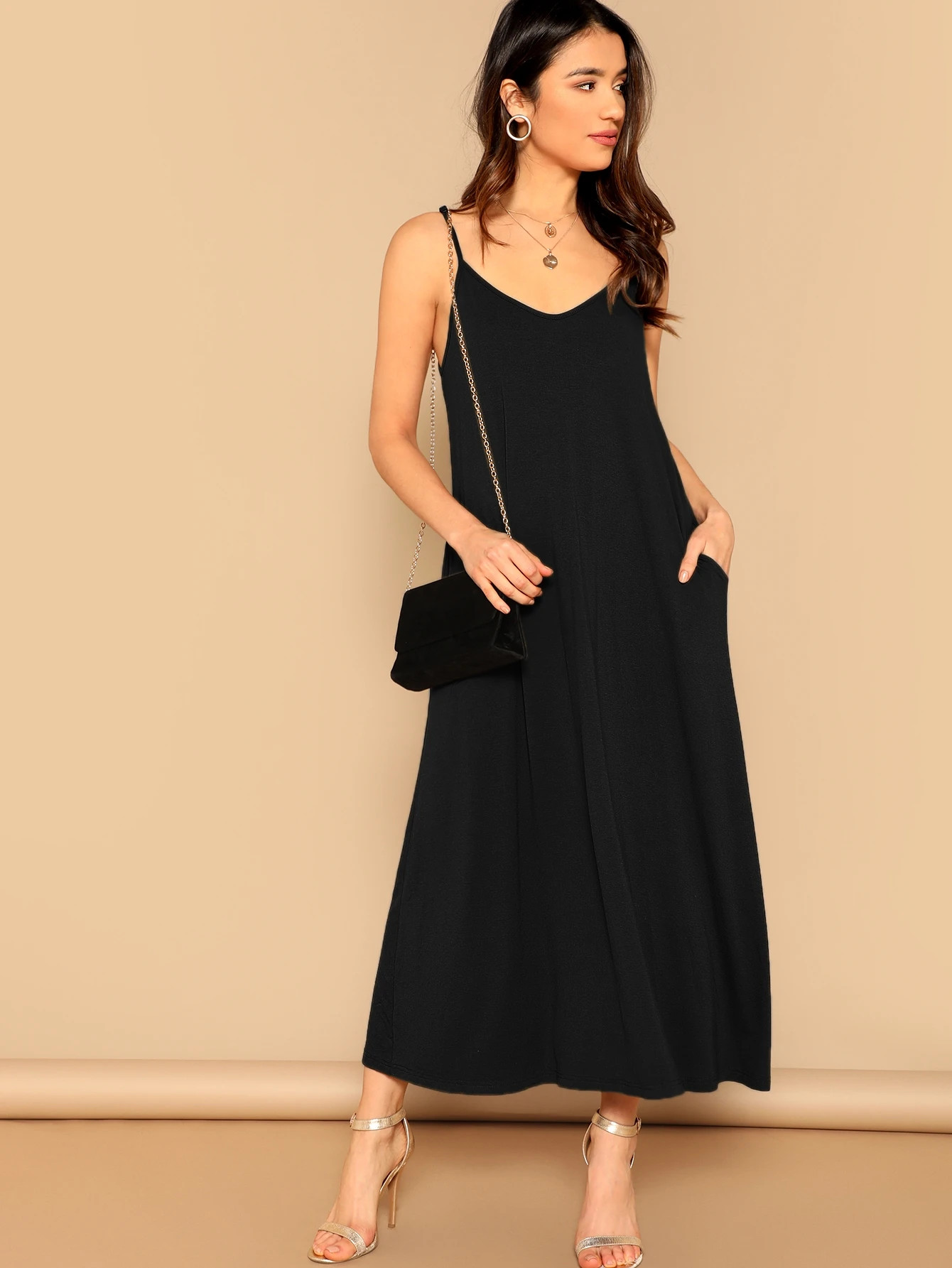 SHEIN Pocket Patched Swing Cami Dress | SHEIN