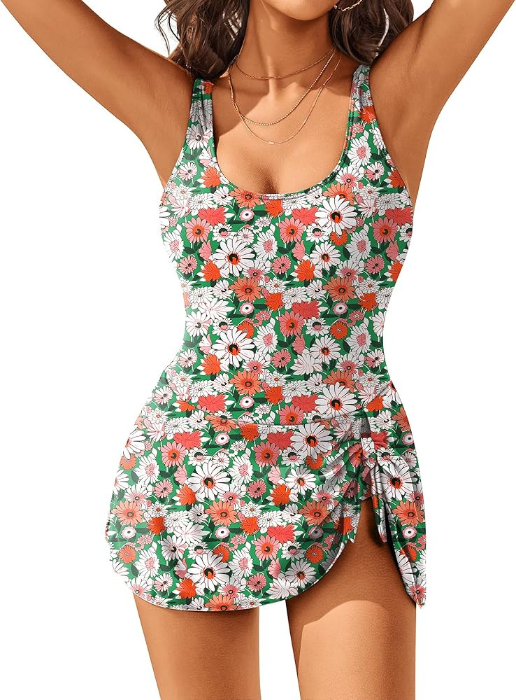 AI'MAGE Womens One Piece Swimdress Tummy Control Swimsuits Tie Knot Skirt Bathing Suit S-3XL | Amazon (US)