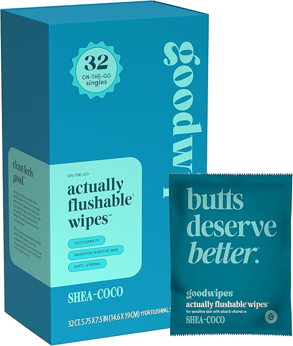 goodwipes Flushable Wipes - Individually Wrapped Butt Wipe for On-the-Go Adults - Portable Mini W... | Amazon (US)