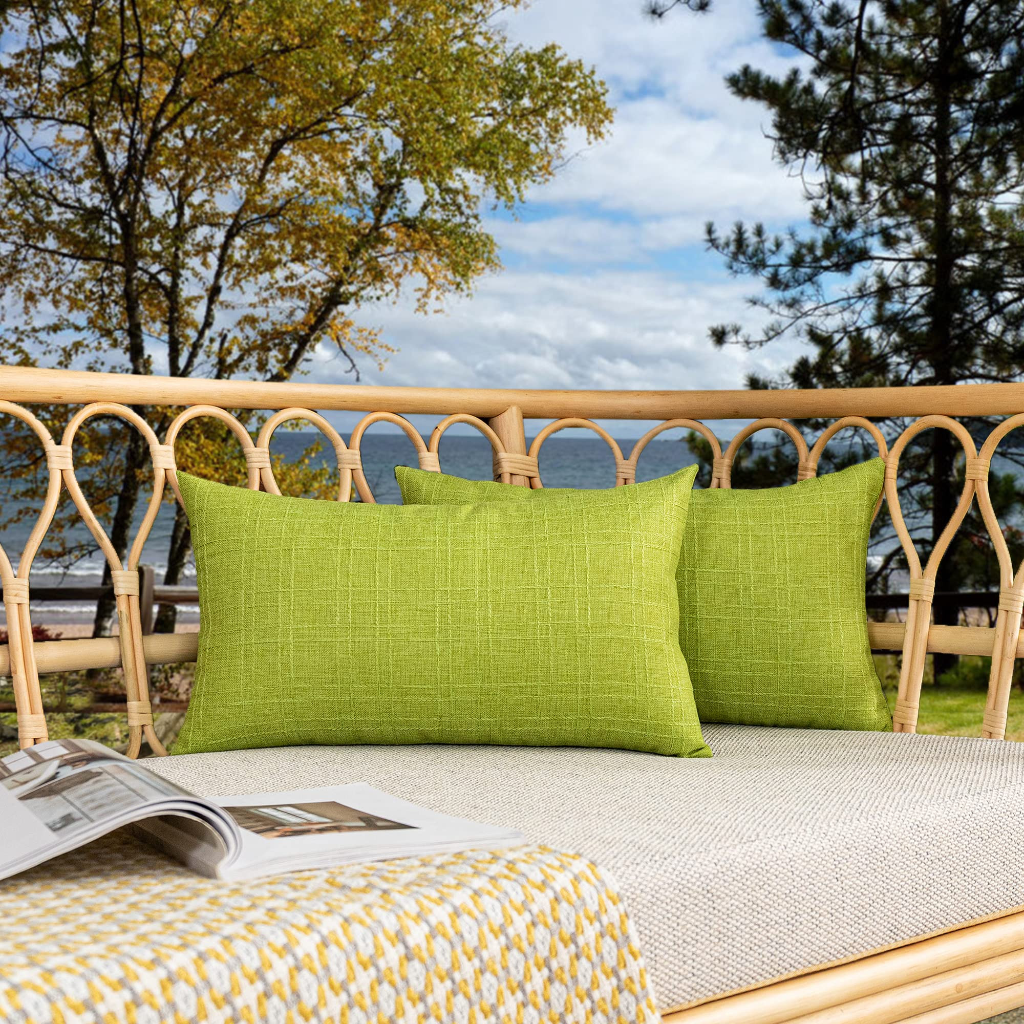 Kevin Textile Pack of 2 Outdoor Waterproof Throw Pillow Covers Decorative Square Outdoor Checkered P | Amazon (US)