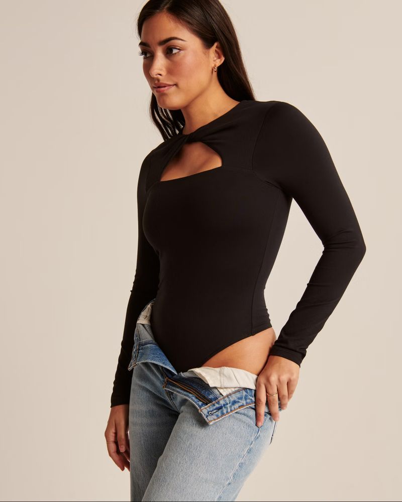 Long-Sleeve Seamless Fabric Twist Cutout Bodysuit | Abercrombie & Fitch (US)