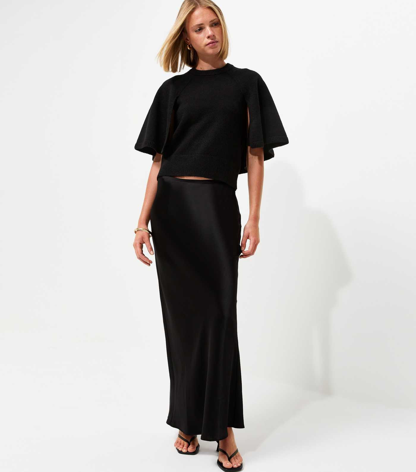 Black Satin Bias Cut Midi Skirt | New Look | New Look (UK)