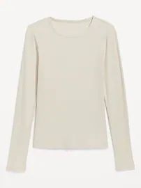 Plush Long-Sleeve Rib-Knit Slim-Fit T-Shirt for Women | Old Navy (US)