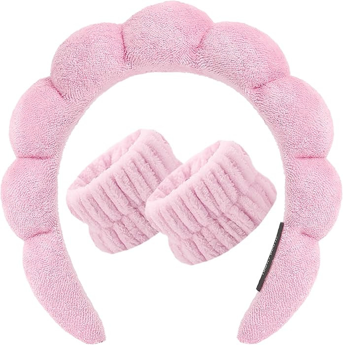 Spa Headband and Wristbands for Women Girls, Face Washing Skincare Hair Band, Terry Towel Cloth S... | Amazon (US)