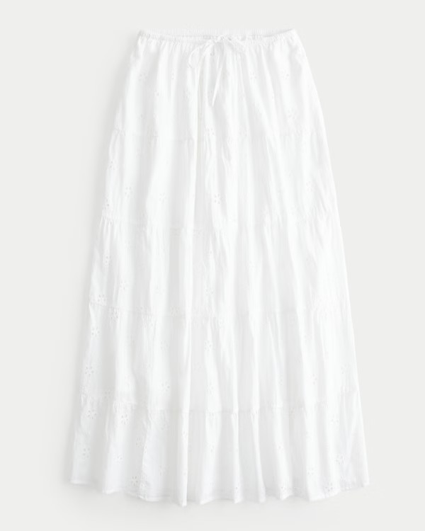 Tiered Eyelet Maxi Skirt | Hollister (US)